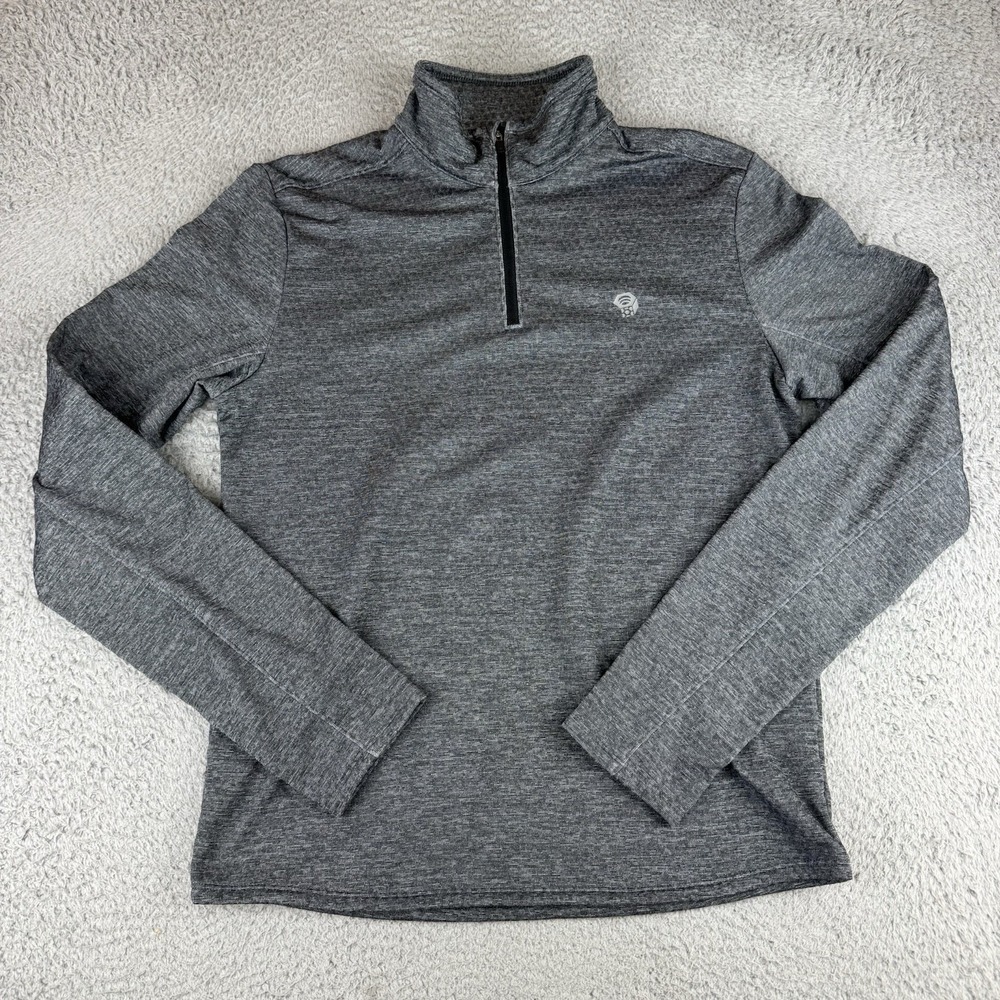 Mountain Hardware Men 1/4 Zip Sweatshirt Sz S Gray Waffle Knit Outdoor Hiking